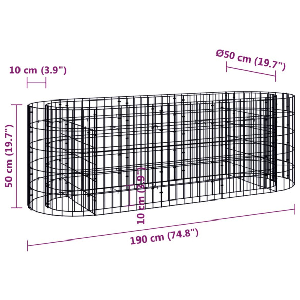 Strat Înălțat Gabion 190x50x50 cm - Fier Galvanizat