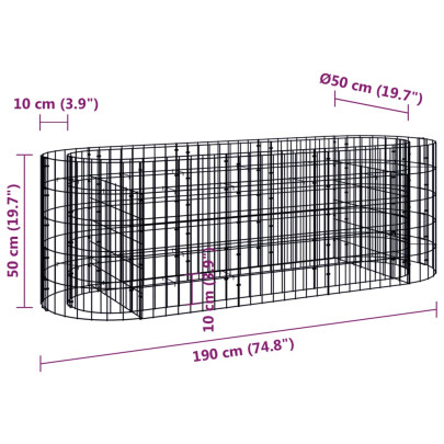 Strat Înălțat Gabion 190x50x50 cm - Fier Galvanizat