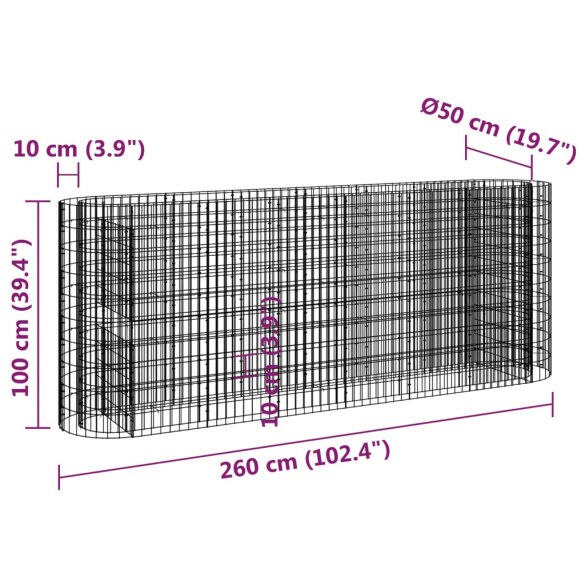 Strat Gabion 260x50x100 cm - Fier Galvanizat Rezistent