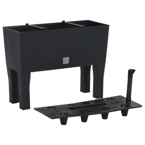 Strat Gradina Inaltat Antracit Ratan PP - 60x25x46 cm