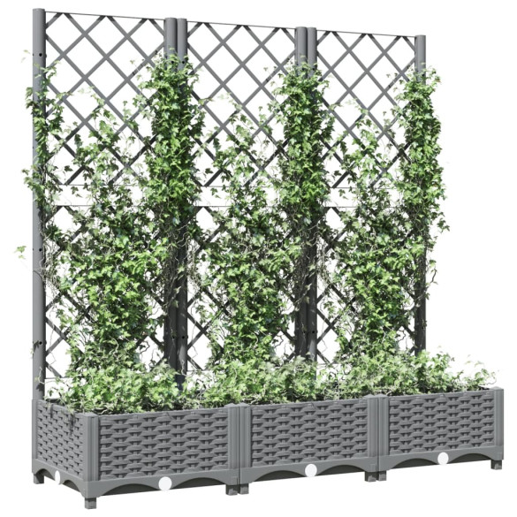 Jardinieră Grădină cu Spalier Gri 120x40x121,5 cm PP