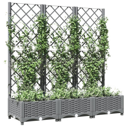 Jardinieră Grădină cu Spalier Gri 120x40x121,5 cm PP