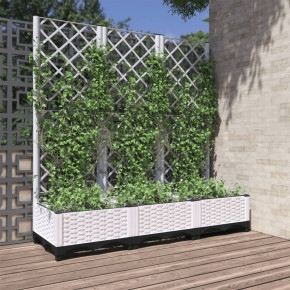 Jardinieră Grădină cu Spalier Alb - PP - 120x40x121,5 cm