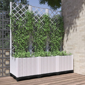 Jardinieră Grădină cu Spalier Alb - 120x40x136 cm PP