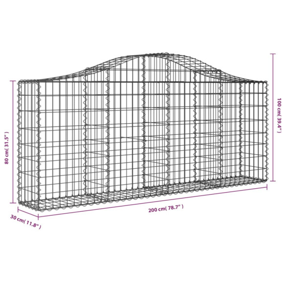Coș Gabion Arcuit 200x30x80/100 cm Fier Galvanizat
