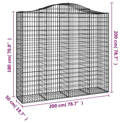 Coș Gabion Arcuit 200x50x180/200 cm - Fier Galvanizat
