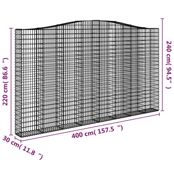 Coș Gabion Arcuit 400x30x220cm Fier Galvanizat