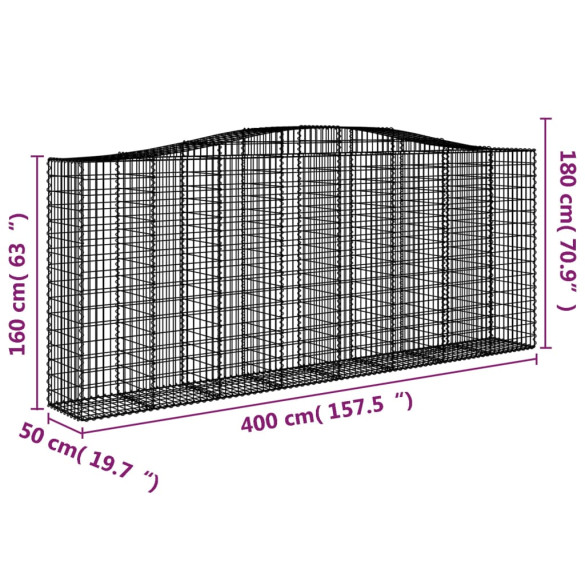Coș Gabion Arcuit 400x50x160/180 cm - Fier Galvanizat