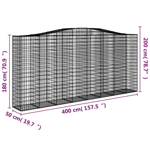 Coș Gabion Arcuit 400x50x180/200 cm - Fier Galvanizat