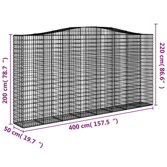 Coș Gabion Arcuit 400x50x200/220 cm Fier Galvanizat