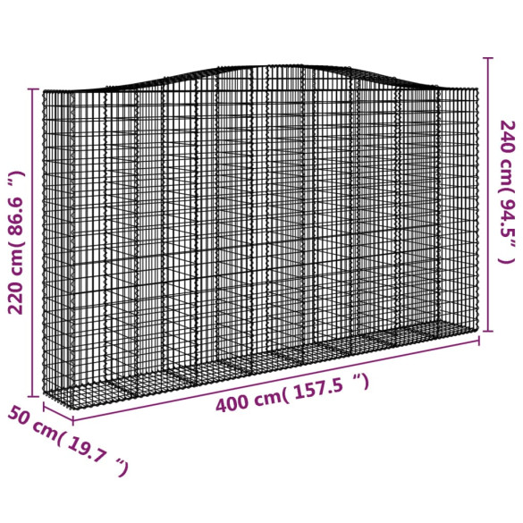 Coș Gabion Arcuit 400x50x220/240 cm Fier Galvanizat