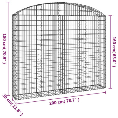 Coș Gabion Arcuit Fier Galvanizat 200x30x160/180 cm