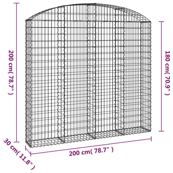 Coș Gabion Arcuit - Fier Galvanizat - 200x30x180/200cm