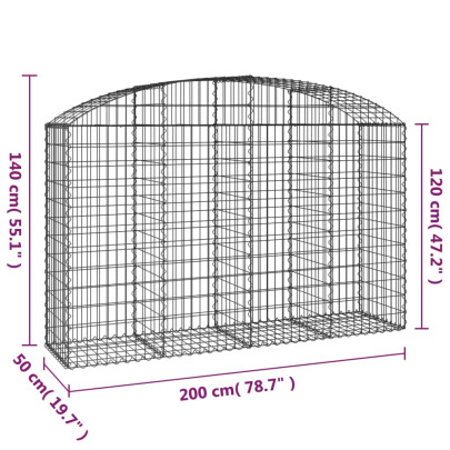 Coș Gabion Arcuit 200x50x120/140 cm - Fier Galvanizat