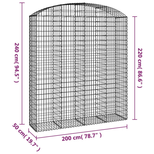Coș Gabion Arcuit 200x50x220/240 cm - Fier Galvanizat