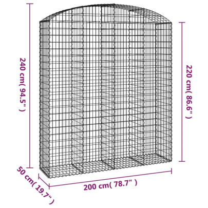 Coș Gabion Arcuit 200x50x220/240 cm - Fier Galvanizat