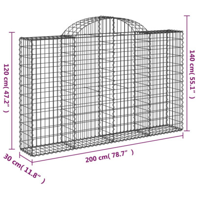 Coș Gabion Arcuit 200x30x120/140 cm Fier Galvanizat