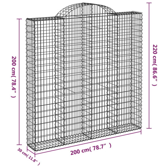 Coș Gabion Arcuit Fier Galvanizat 200x30x200/220 cm