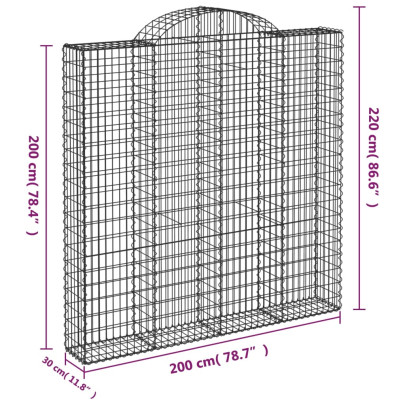 Coș Gabion Arcuit Fier Galvanizat 200x30x200/220 cm