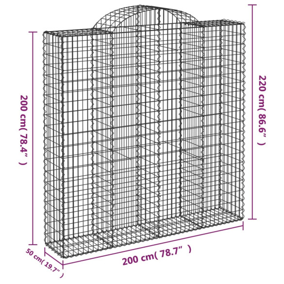 Coș Gabion Arcuit 200x50x200/220 cm Fier Galvanizat