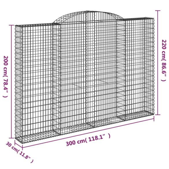 Coș Gabion Arcuit 300x30x200cm - Fier Galvanizat