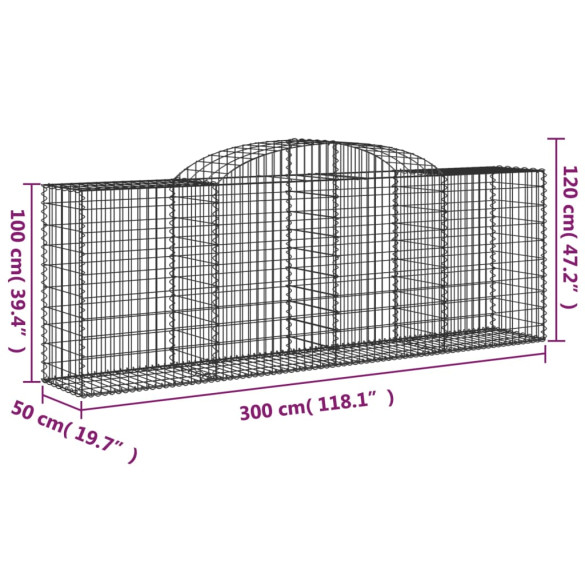 Coș Gabion Arcuit - 300x50x100/120 cm - Fier Galvanizat