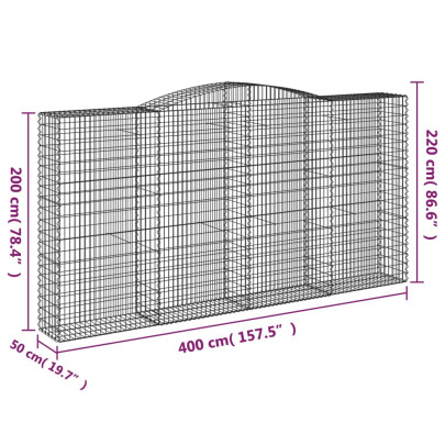 Coș Gabion Arcuit 400x50x200cm Fier Galvanizat
