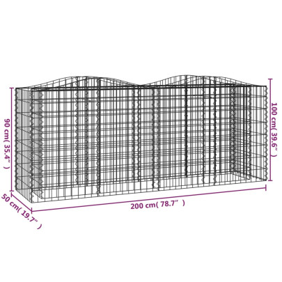 Strat Înălțat Gabion Arcuit 200x50x100 cm - Fier Galvanizat