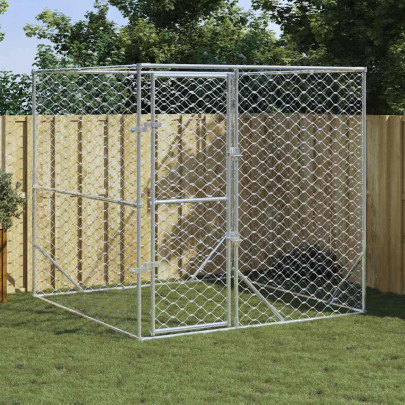Padoc de exterior pentru câini argintiu 2x2x2 m oțel galvanizat