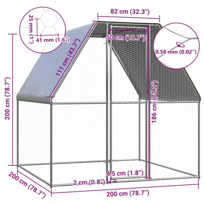 Coteț Pui Oțel Galvanizat 2x2x2m - Livrare Gratuită