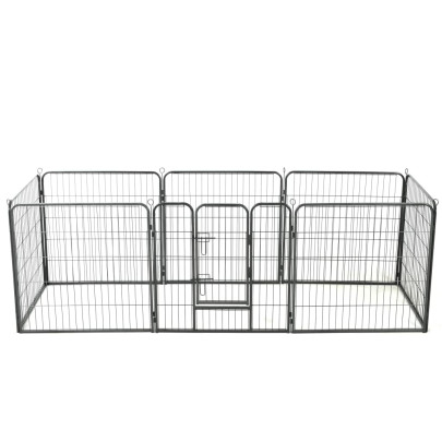 Țarc pentru câini - 8 panouri - oțel - 80x80 cm - negru
