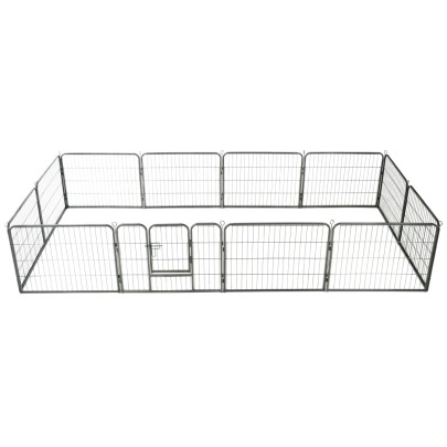 Țarc pentru câini - 12 panouri - negru - 80 x 60 cm - oțel