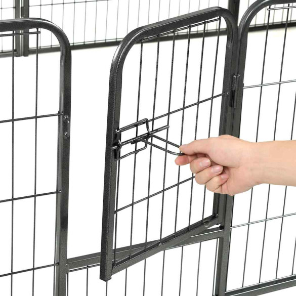 Țarc Câini 12 Panouri Oțel Negru 80x60 cm - Livrare Gratuită