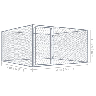 Padoc Exterior Câini 2x2x1m - Oțel Galvanizat Rezistent