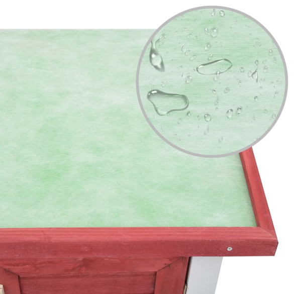 Cușcă iepuri exterior lemn masiv 4 uși roșu - Livrare gratuită