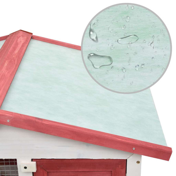 Cușcă Iepuri Exterior 3 Uși Lemn Roșu - Livrare Gratuită