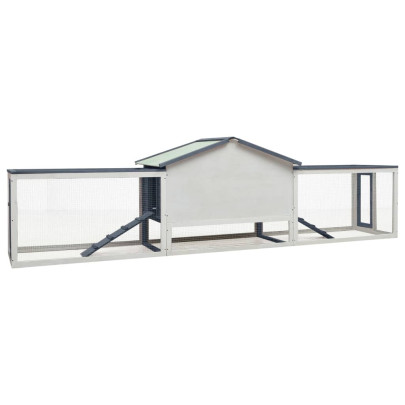 Cușcă Iepuri Lemn Masiv - 310x70x87 cm - Gri