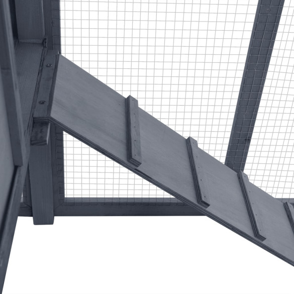 Coteț Găini Premium - Lemn Brad, Gri-Alb | Livrare Gratuită