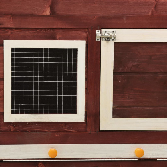 Cușcă Iepuri Lemn Masiv Brad - 140x63x120 cm cu 2 Niveluri