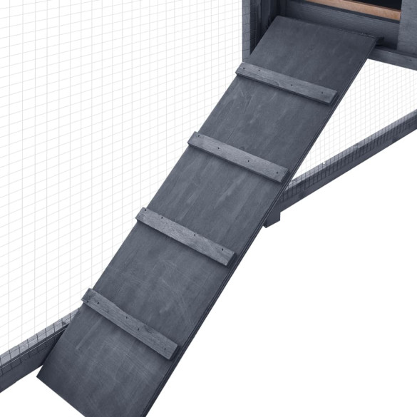 Cușcă Iepuri Exterior din Lemn - Spațiu Joacă Gri/Alb