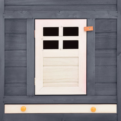 Cușcă Iepuri Exterior din Lemn - Spațiu Joacă Gri/Alb