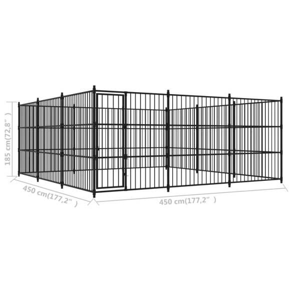 Padoc Exterior Câini 450x450x185 cm - Oțel Rezistent