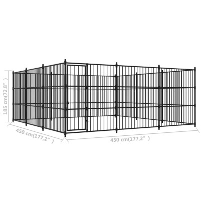 Padoc Exterior Câini 450x450x185 cm - Oțel Rezistent