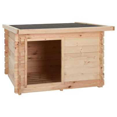 Cușcă de câine - 122,5x118x82,6 cm - lemn masiv de pin 14 mm