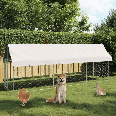 Padoc pentru câini de exterior - cu acoperiș - 400x100x150 cm