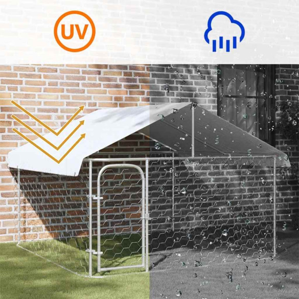 Padoc Câini Exterior cu Acoperiș - 200x200x150 cm