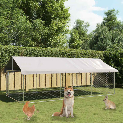 Padoc pentru câini de exterior - cu acoperiș - 400x200x150 cm