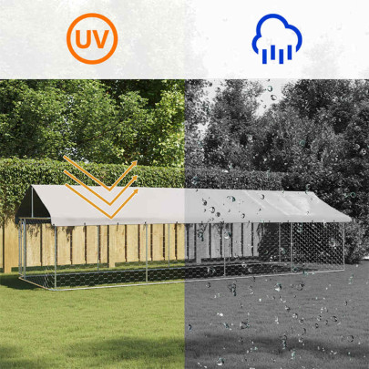 Padoc Câini Exterior cu Acoperiș | 600x200x150 cm