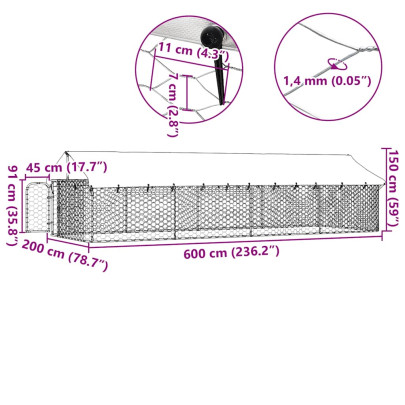 Padoc Câini Exterior cu Acoperiș | 600x200x150 cm