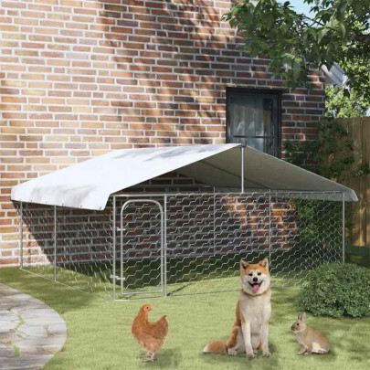 Padoc pentru câini de exterior - cu acoperiș - 300x300x150 cm